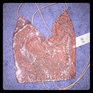Rose gold sequin crop top